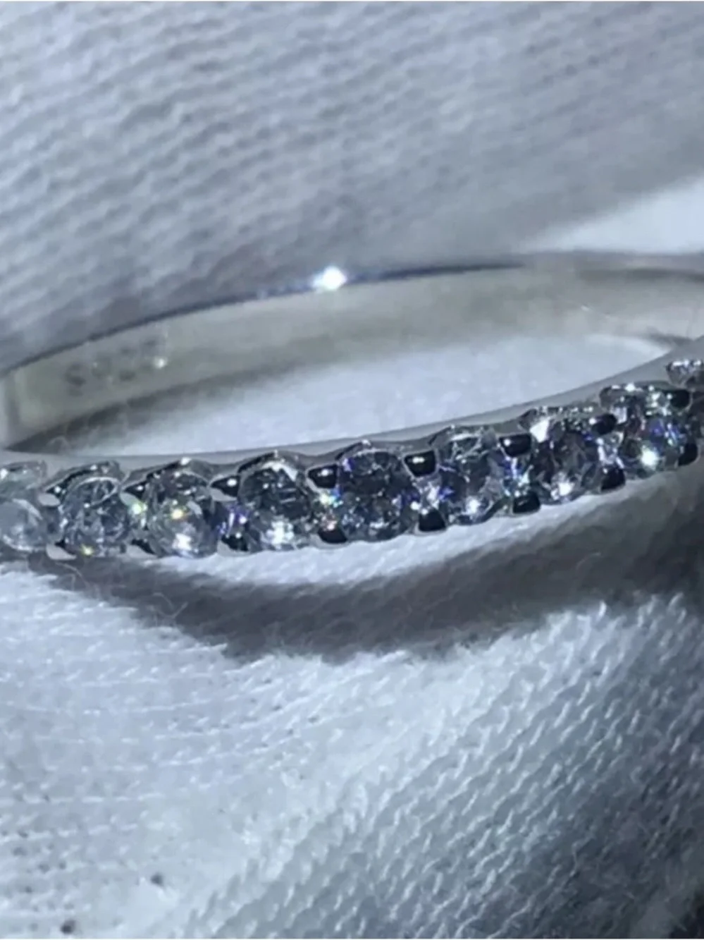 Elegant Silver Crystal Eternity Ring - Pink Accent